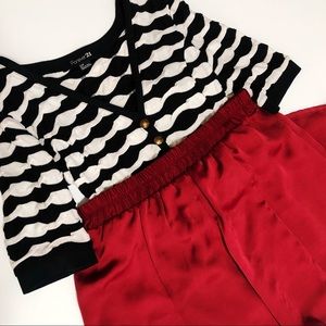 Dark Red Flowy Midi Skirt